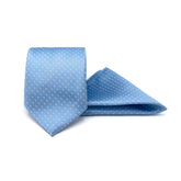 AZURE DOTS TIE AND POCKET SQUARE SET
